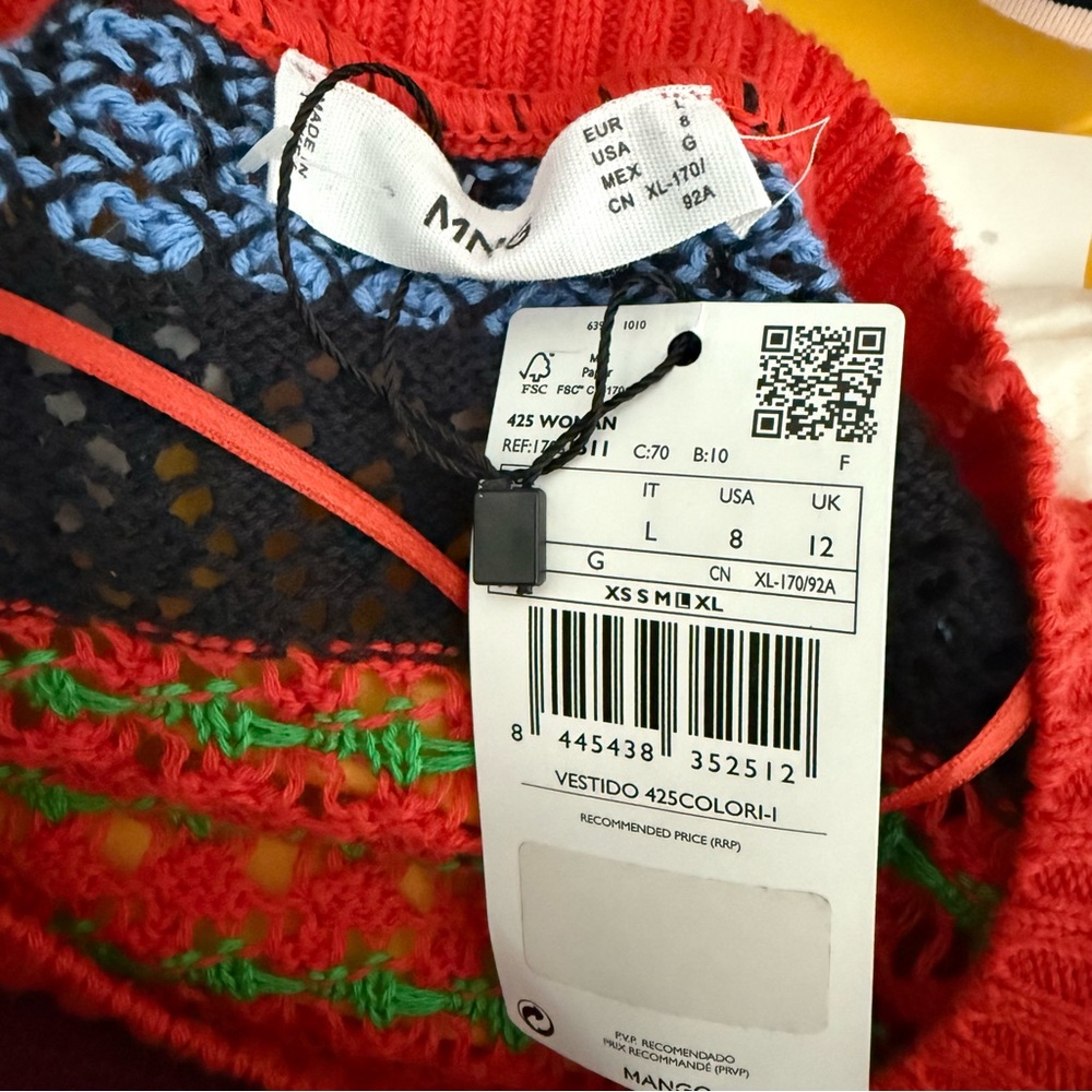 Mango Ribbed Red and Green Sleeveless Midi Dress - Picture 6 of 6